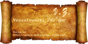 Veszelovszki Zádor névjegykártya